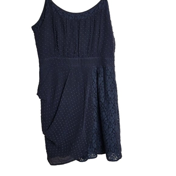 Madison Marcus Black Sleeveless Polka Dot & Lace Mini Dress Draped Side Medium - Picture 3 of 12